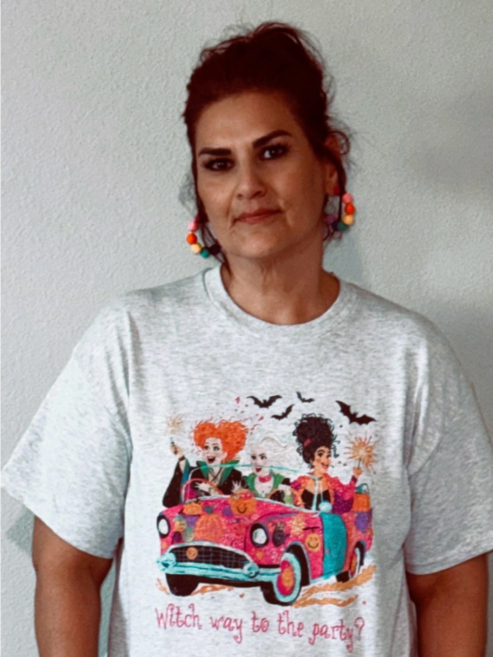 Witch Way to the Party? Gray Graphic Tee
